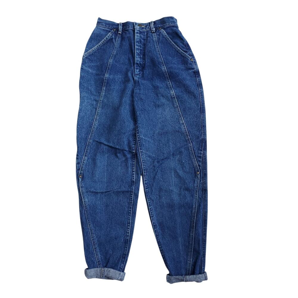 Vintage Lee Blue Jeans Tapered Leg Asymmetric Center Seam 1980s 80s Mom Sz 11